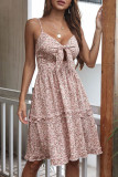 Fashion Casual Print Flounce V Neck A Line Dresses