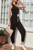 Fashion Street Solid Frenulum One Shoulder Regular Jumpsuits