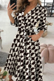 Fashion Street Print Frenulum V Neck A Line Dresses