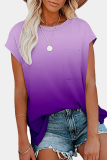 Casual Street Gradual Change Split Joint Pocket O Neck T-Shirts