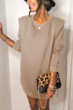 Fashion Casual Solid Split Joint O Neck Pencil Skirt Dresses