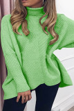 Fashion Casual Solid Split Joint Turtleneck Tops