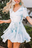 Fashion Street Tie Dye V Neck A Line Dresses