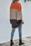 Casual Patchwork Contrast Tops Sweater