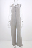 Fashion Casual Solid Split Joint U Neck Loose Jumpsuits