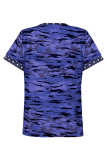 Casual Street Camouflage Print Hollowed Out Split Joint V Neck T-Shirts