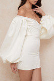 Fashion Street Solid Split Joint Off the Shoulder Wrapped Skirt Dresses