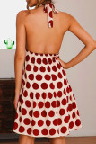 Fashion Casual Dot Backless Halter A Line Dresses