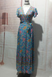 Fashion Bohemian Print V Neck Printed Dresses