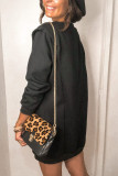 Fashion Casual Solid Split Joint O Neck Pencil Skirt Dresses