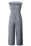 Elegant Print Buckle With Belt Strapless Regular Jumpsuits