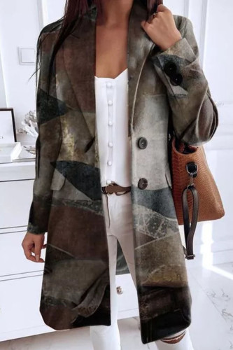 Fashion Street Print Turn-back Collar Outerwear