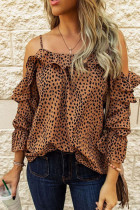 Fashion Casual Print Split Joint Spaghetti Strap Tops