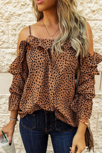 Fashion Casual Print Split Joint Spaghetti Strap Tops