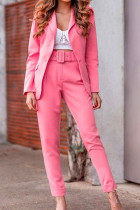 Fashion Casual Solid Split Joint Turndown Collar Long Sleeve Two Pieces