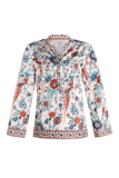 Street Print Split Joint Buttons Mandarin Collar Tops