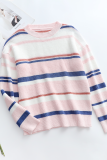 Casual Striped Basic O Neck Tops Sweater