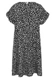 Fashion Street Print Flounce O Neck Printed Dress Dresses