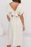 Fashion Casual Solid Backless Square Collar A Line Dresses