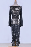 Fashion Vacation Solid Hollowed Out Swimwears Cover Up