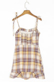 Fashion Street Plaid Frenulum Spaghetti Strap A Line Dresses