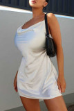 Fashion Street Solid Spaghetti Strap A Line Dresses