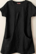 Fashion British Style Solid Split Joint O Neck Tops