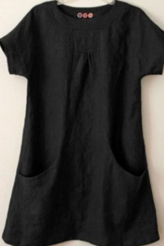 Fashion British Style Solid Split Joint O Neck Tops