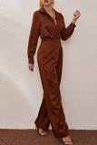 Fashion Street Solid Split Joint Turndown Collar Long Sleeve Two Pieces