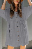 Fashion Casual Solid Split Joint V Neck A Line Dresses