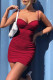 Fashion Sexy Solid Split Joint Spaghetti Strap Wrapped Skirt Dresses