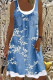 Fashion Street Print Split Joint O Neck A Line Dresses