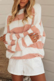 Fashion Street Striped Split Joint O Neck Tops