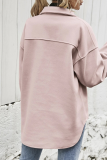 Casual Solid Pocket Buckle Turndown Collar Outerwear