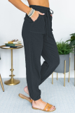 Casual Solid Split Joint Pocket Loose Mid Waist Harlan Solid Color Bottoms