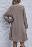 Fashion Casual Solid O Neck Long Sleeve Dress Dresses