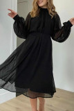 Fashion Elegant Solid Split Joint Half A Turtleneck A Line Dresses