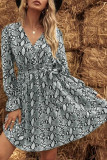 Fashion Street Print Split Joint V Neck A Line Dresses