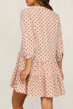 Fashion Street Dot Split Joint Mandarin Collar Printed Dresses