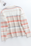 Casual Striped Basic O Neck Tops Sweater