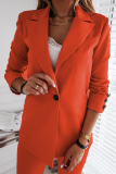 Elegant Solid Split Joint Buttons Turn-back Collar Outerwear