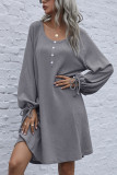 Fashion Casual Solid O Neck Long Sleeve Dress Dresses