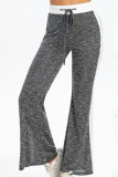 Fashion Casual Solid Split Joint Loose Mid Waist Straight Bottoms