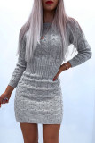 Fashion Street Solid Patchwork O Neck Pencil Skirt Dresses