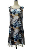 Fashion Casual Print Tassel O Neck A Line Dresses