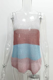 Fashion Street Striped Split Joint U Neck Tops