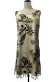 Fashion Casual Print Tassel O Neck A Line Dresses
