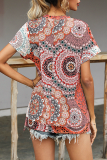 Casual Print Basic O Neck T-Shirts
