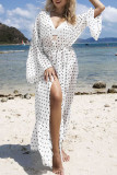 Fashion Vacation Dot Split Joint Swimwears Cover Up