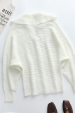 Casual Solid Split Joint Turndown Collar Tops Sweater